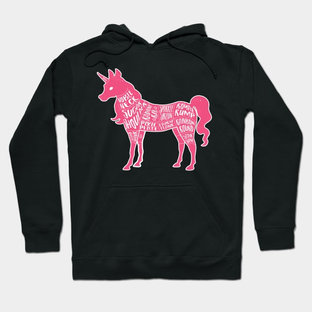 Pink Unicorn - Fantasy Butcher Cuts of Meat Hoodie by AliceQuinn